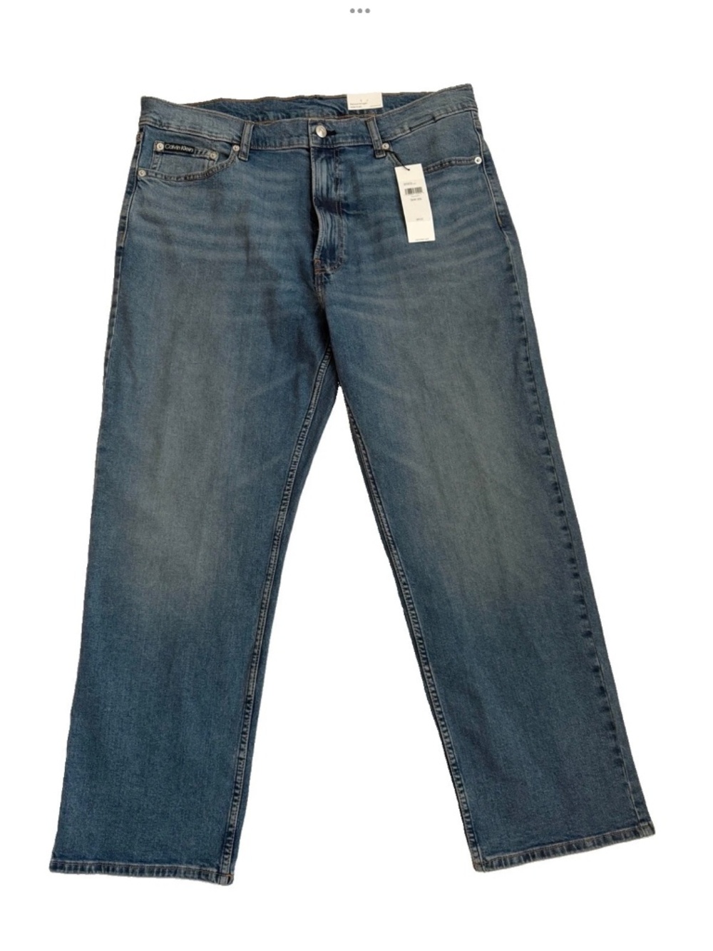 $99 Men's 36W 30L Calvin Klein Relaxed Straight Jeans 36x30 Blue Tundra